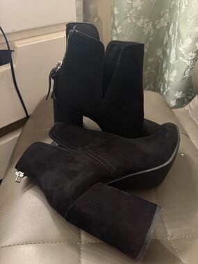 Steve Madden Black Suede Platform Ankle Booties
